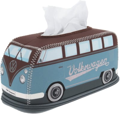 BRISA VW Collection - Volkswagen neopreen cosmetische servetdispenser-papieren zakdoekjes-tissuebox voor in de badkamer in T1 Bulli Bus-design (bruin)
