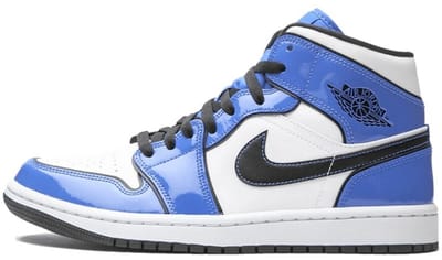 Air Jordan 1 Mid SE - Maat 42.5 - Signal Blue/Wit/Zwart / Blauw Wit - Air Jordan 1 - Lifestyle - Heren Sneakers voor Mannen - Doos zonder deksel
