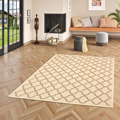 Binnen- en buitentapijt natuur plat geweven - Beige Bruin Modern - 5 Maten