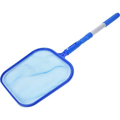 Outils de Nettoyage de Piscine Épuisette à Mailles Fines Râteau à Feuilles Nettoyeur de Piscine Fournitures avec Manche Télescopique à 3 Sections Épuisette white