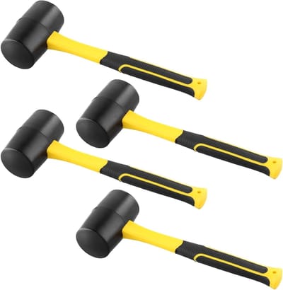 4-delige Rubber Hamer Set van 30 cm, 16 oz/500 g - Sterke Mallet voor Hout, Slate en Spijkers, Ideaal voor Kamperen en Doe-het-zelf Projecten