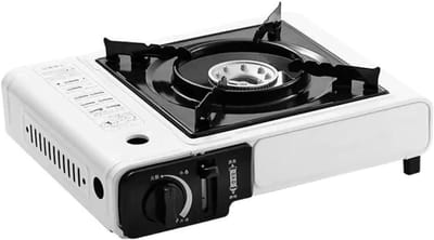 Outdoor Cassette Gasfornuis - Draagbare Barbecue Oven - Efficiënt Koken Buiten - Dubbel Vergrendelingssysteem - 34x255x8 cm - Wit