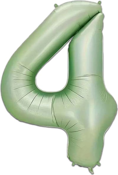 LUQ - Cijfer Ballonnen - Cijfer Ballon 4 Jaar Mint Groen XL Groot - Helium Verjaardag Versiering Feestversiering Folieballon