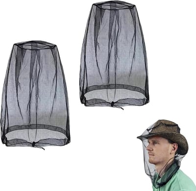 SnelShoppen - 2x Muggennet Hoofd, Zwart Insectenbescherming, Fijne Mazon, Hoofdkap voor Muggen, Vliegen, Camping, Wandelen, Buitenactiviteiten