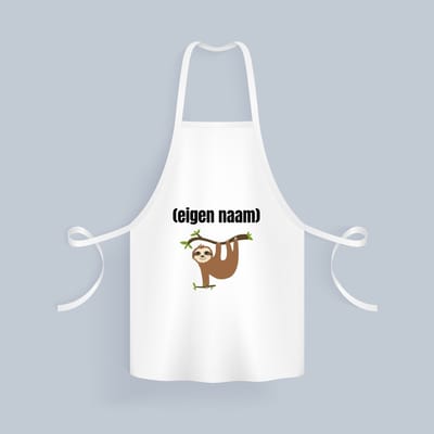 Akyol - luiaard met eigen naam Keukenschort - Luiaard - luiaard liefhebbers - iemand die houdt van luiaards - verjaardag - cadeau - kado - 82 bij 71 cm