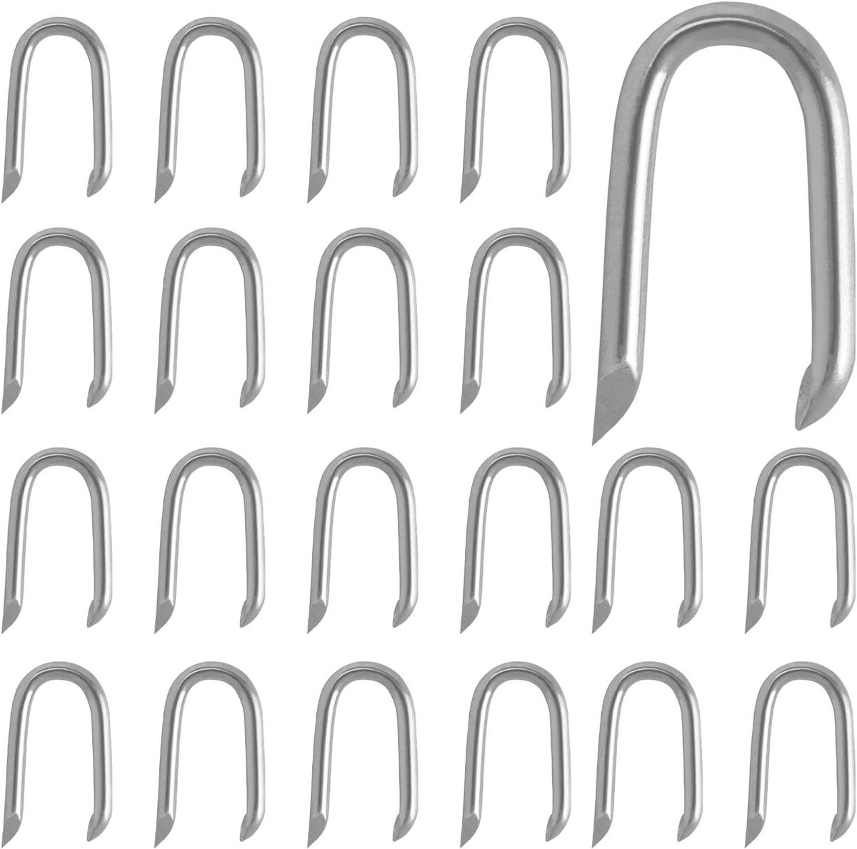 U-nieten 300 Stuks - Hekklemmen Krampen - Hekwerk Bevestigen - Gegalvaniseerd Staal - 24 mm Lengte - Zilver