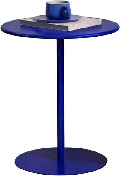 Ronde Tafel - Keukentafel Salontafel - Drankjes en Snacks - Stabiele Metalen Voet - 48x72cm - Blauw