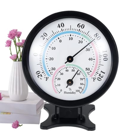 Thermo-hygrometer Monitor - Temperatuur Luchtvochtigheid Meter - Omgevingsbewaking Binnen - Mechanisch Geen Batterijen - 7.5 x 8.5 cm - Zwart