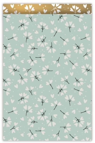 25x Cadeauzak Natuur Mint goud 17x25cm
