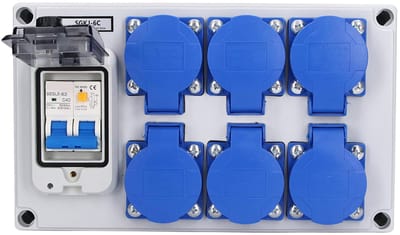 Dailygoods - Wandstopcontactdoos - 6-positie Duitse stopcontacten - Stevige constructie - Ideaal voor garages - Veilig en betrouwbaar - Geschikt voor...
