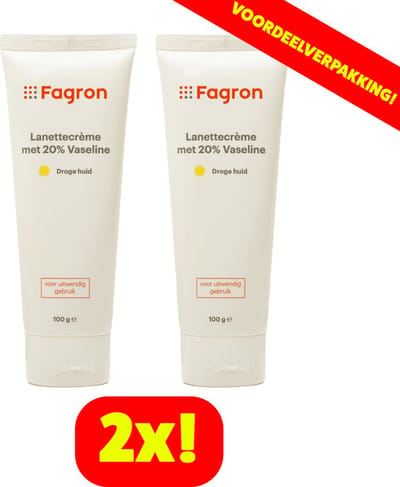 Fagron Lanettecrème met 20% Vaseline - 2x100 ml voordeelverpakking