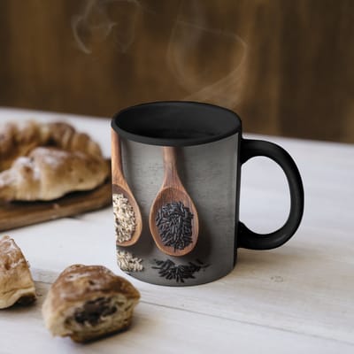 Magische Mok - Foto op Warmte Mokken - Koffiemok - Houten - Lepels - Rijst - Zaden - Magic Mok - Beker - 350 ML - Theemok