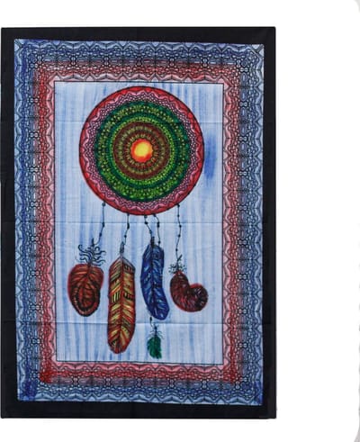 Ancient Wisdom - Wandkleed - Handgeborsteld katoen dromenvanger - wanddecoratie - muurdecor - bohemian - kunst - sfeermaker