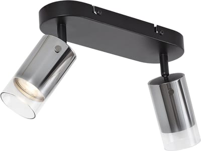 QAZQA drain - Moderne Plafondspot | Spotje | Opbouwspot - 2 lichts - L 26 cm - Gunmetal - Woonkamer | Slaapkamer | Keuken