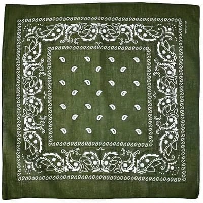 Fako Fashion - Bandana - Hoofddoek - Mondbescherming - Zakdoek - Paisley - Legergroen / Army