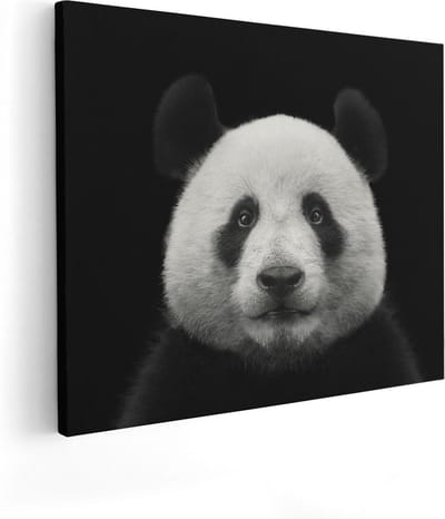 Artaza Canvas Schilderij Dierenkop Panda - 50x40 cm - Muurdecoratie Woonkamer - Wanddecoratie Dierenhoofd - Kamer Accessoires