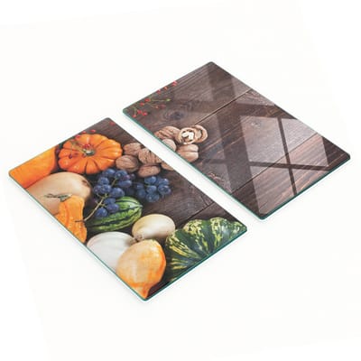 Set van snijplanken van gehard glas met pompoenafbeeldingen, 2x30x52 cm
