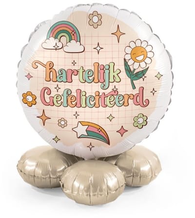 Hartelijk gefeliciteerd - Groovy - Ballonnen set met standaard - Everloon