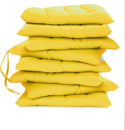 Lavea® Stoelkussens 40x40 cm, Set van 8 – Zitkussen & Stoelpads voor Binnen en Buiten – Comfortabel, Wasbaar en Duurzaam – Lichtgeel