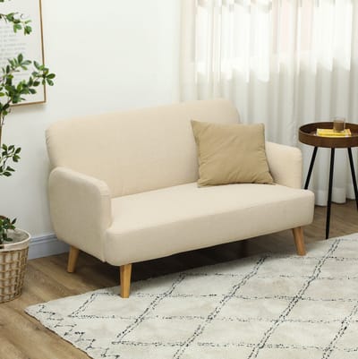 STILVORA Zitbank 130 x 74 x 79 cm - 2-Zits Met Armleuningen En Dikke Zitting - Voor Woonkamer En Slaapkamer - Velourslook Crèmewit