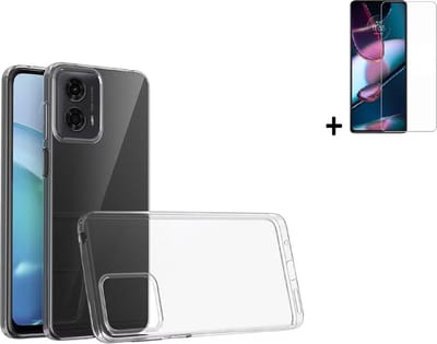 Geschikt voor Motorola Moto G24 / G24 Power Hoesje Transparant- Siliconen - Moto E14/ G04 Screenprotector - Hoesje Transparant Case + Screenprotector