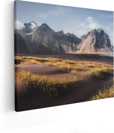 Artaza Canvas Schilderij IJsland - 50x40 cm - Wanddecoratie Natuur - Muurdecoratie Landschap - Kamer Accessoires Bergen