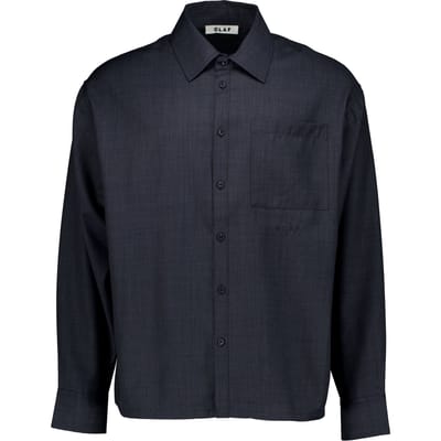 Olaf Wool Blend Boxy Ls Shirt Lange Mouw Overhemden Grijs M240311