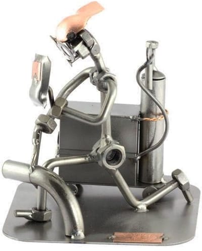 Metalen beeld - Lasser - Beeldje lassen - Moerenbeeldje - 12x13x12 cm - by Rawa