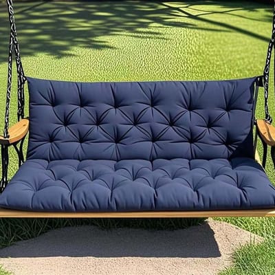 Groot bankkussen voor buiten, tuin, patio, waterdichte loungeschommel met rugleuning, comfortabel zitkussen, antislip luifel, meubels 2- of 3-zits (150 x 100 x 10 cm, marineblauw)