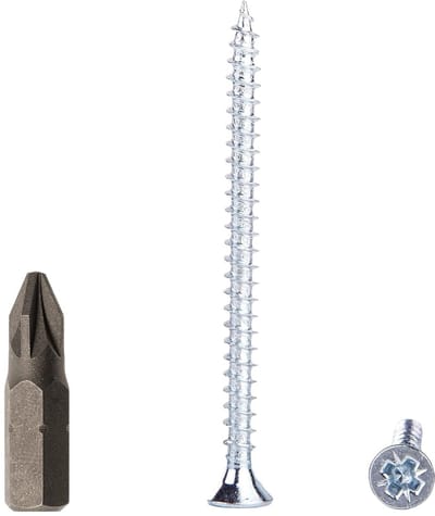 250 stuks verzinkt staal 4,0 x 60 mm houtschroeven, spaanplaatschroeven, universele Pozi-aandrijfschroef, PZ, volledig schroefdraad, verzonken kop (250, 4,0 x 60 mm)