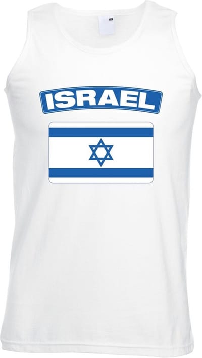 Israel singlet shirt/ tanktop met Israelische vlag wit heren S