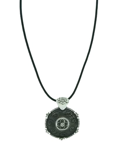 Behave - ketting - met zwarte ronde epoxy hanger - 40 cm lengte + verlengketting