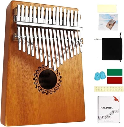 Kalimba 17 Toetsen Mahonie – Duim Piano met Leer Pack voor Kinderen & Volwassenen
