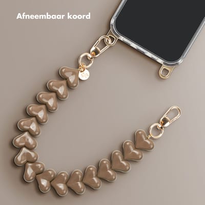 Selencia Universeel Hartjes Polskoord - Telefoon Ketting - GSM Koord - Mocha Brown
