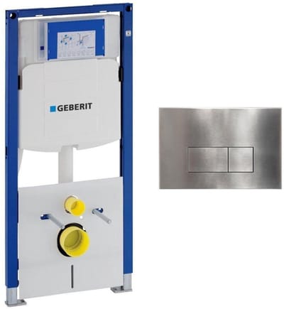 Geberit Duofix Element - UP320 - QeramiQ metal bedieningsplaat - wand - 112cm - rechthoekige knoppen - metaal - steel rvs