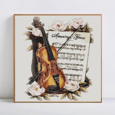 Peinture de diamant à faire soi-même, guitare de dessin animé ronde complète, broderie de diamant, affichage d'image en strass 30x30 gray