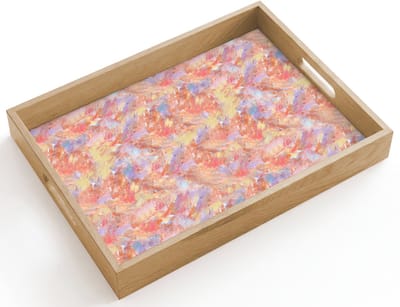 Dienblad hout 40x30 cm - Schootdienblad - Abstract - Multi - Kleur - Verf - Borrelplank rechthoek - Plateau dienbladen