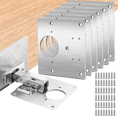Cabinet Hinges Repair Plate Brackets, Stainless Steel Flat Fixing Brackets, Concealed Hinges, Repair Kit, Suitable for - ShopVlot