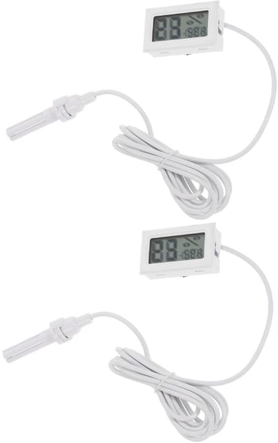 Digitale Mini Hygrometer - Temperatuur Meter - Binnen Omgeving Meten - Met Sonde Kabel - 2 Stuks - Wit