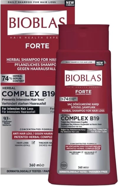 Bioblas - Forte Anti-haaruival Shampoo 360 ml - Haaruitval - Haarverzorging - Anti-haaruival - Bio shampoo - haarverzorging - Herbal shampoo