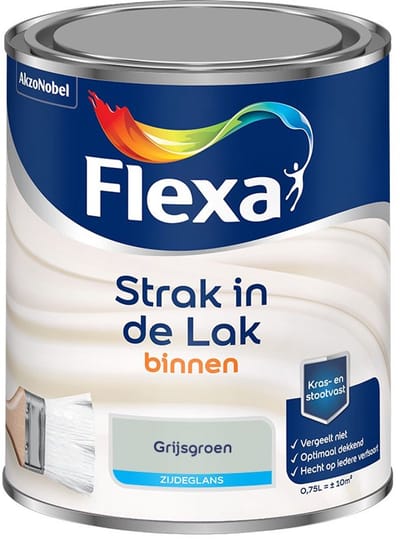 Flexa - Strak In De Lak Binnenlak Zijdeglans - Grijsgroen - Mengverf - 750 Ml