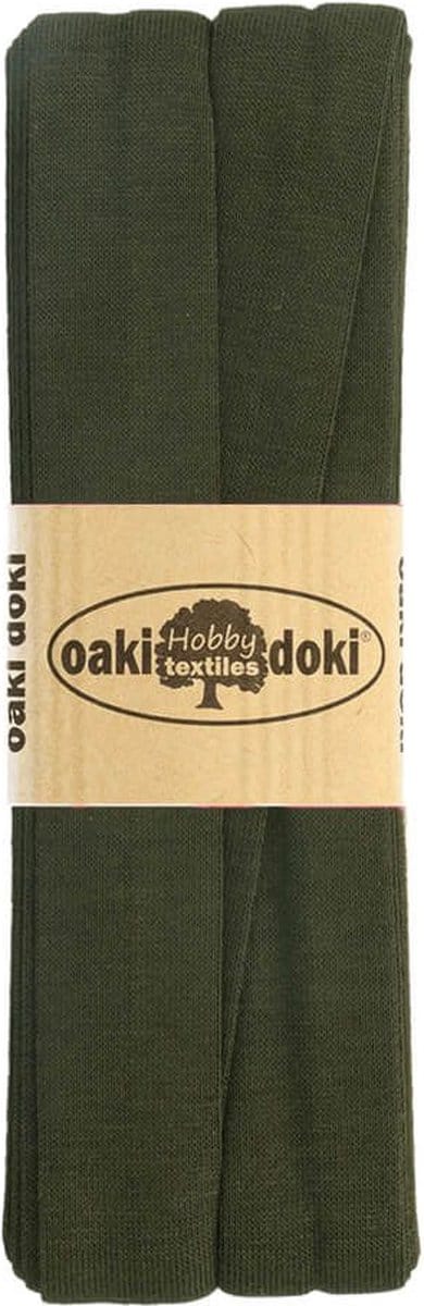 Oaki Doki Jersey Tricot Biaisband 20mm – 3 Meter – Kleur 949 Donkergroen – Elastisch Afwerkingslint voor Naaiprojecten