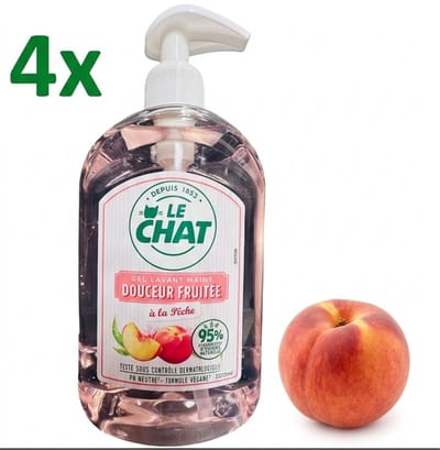 (4x) Le Chat HC Liquid Handzeep Perzik – Zachte & Verzorgende Handzeep – Frisse Perzikgeur – 500 ml – Voor Dagelijks Gebruik