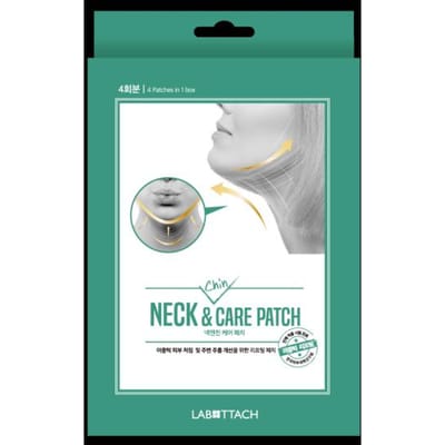 Patch Wooshin Labottach pour le cou et le menton – Masque hydrogel au collagène pour le soin du cou et du menton, 4 pièces