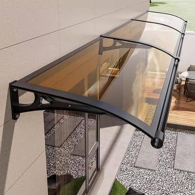Deur en luifel - Instap bescherming - Bescherming tegen regen - Slagvast polycarbonaat - 60 x 180 cm - Bruin