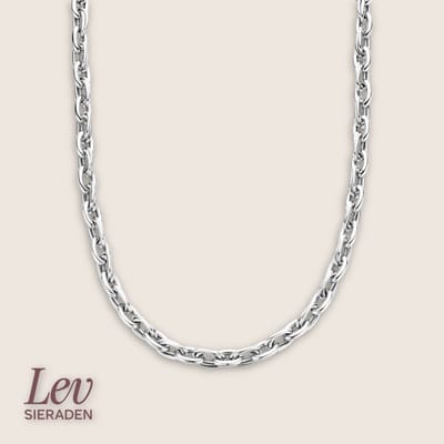 Lev Sieraden - 925 zilveren ketting 9 mm x 45 cm - Gerhodineerd 925 zilver
