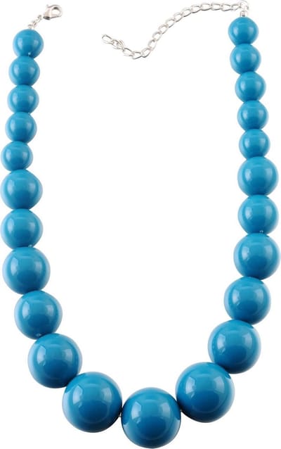 Behave - Korte bollen ketting met turquoise kralen 42 cm (+ verlengketting)