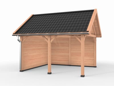 Douglas overkapping zadeldak, 500 x 400, met achterwand en zijwand, Westwood Ruiter Premium