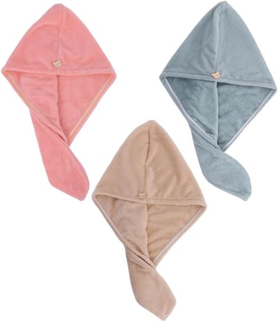 Famanu - Microvezel haardrooghanddoek van koraalfleece, super absorberend en sneldrogend, geschikt voor dik en krullend haar – Roze