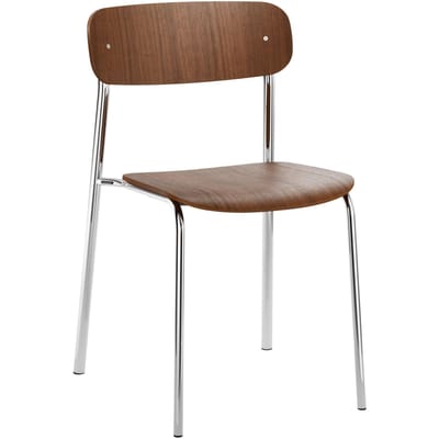 Thonet S 243 Stalen buisstoel - notenhout helder gelakt - verchroomd
